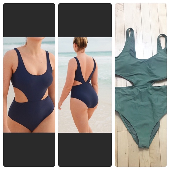 aerie Other - Aerie Super Scoop Cutout Olive Green One Piece XL